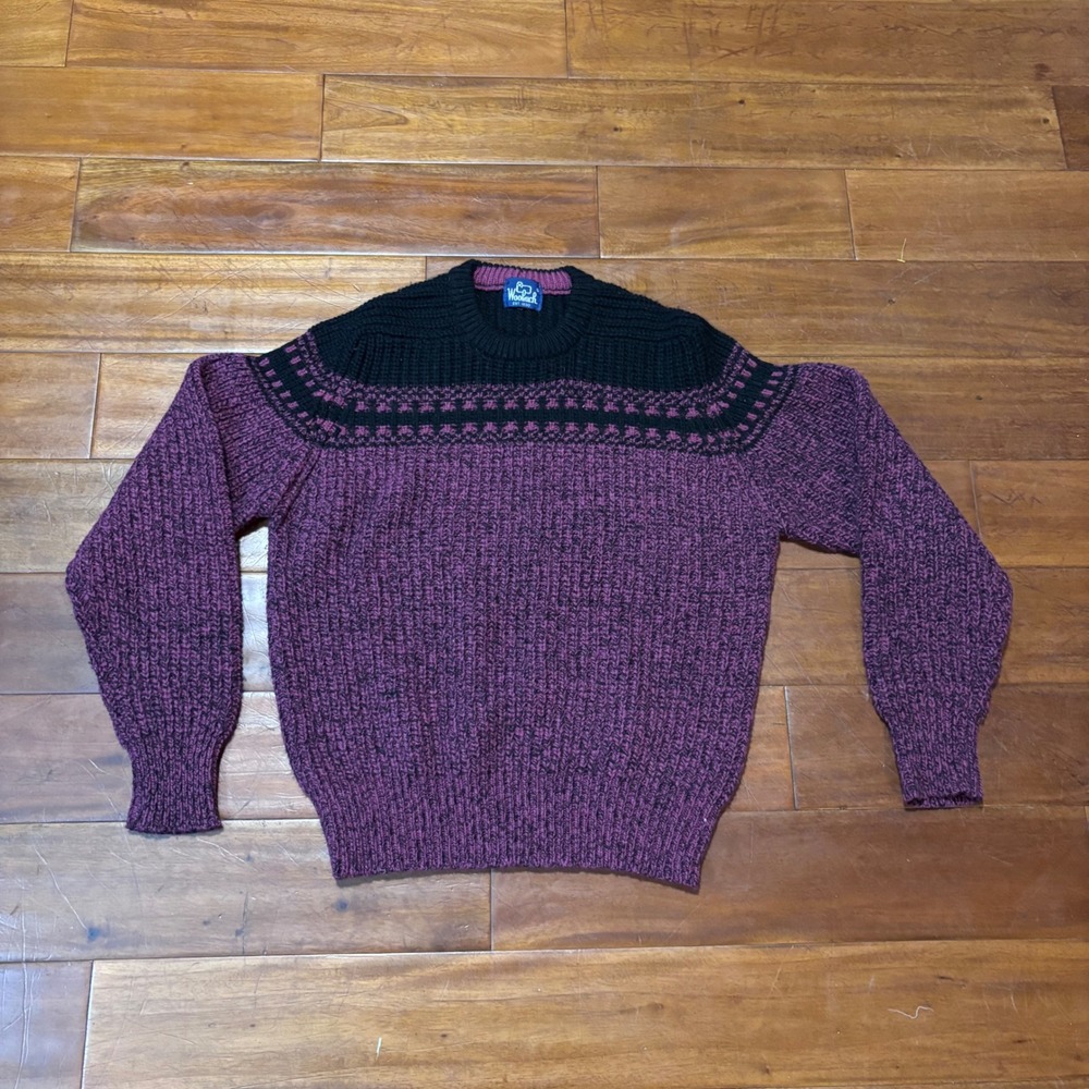 VTG Woolrich Purple Fair Isle Sweater Nordic Black Yoke Cabincore |Medium